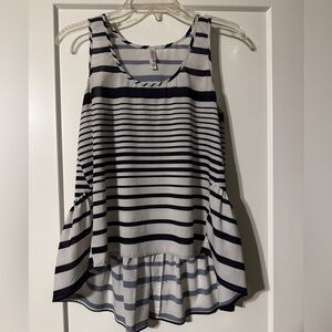 Xhilaration Navy and White Striped Tank